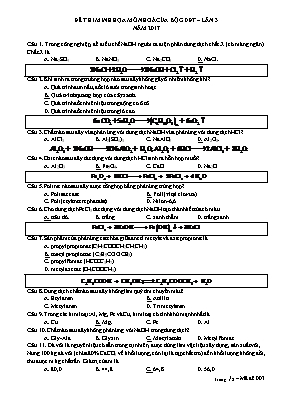 Đề minh họa THPT Quốc gia lần 3 môn Hóa học năm 2017